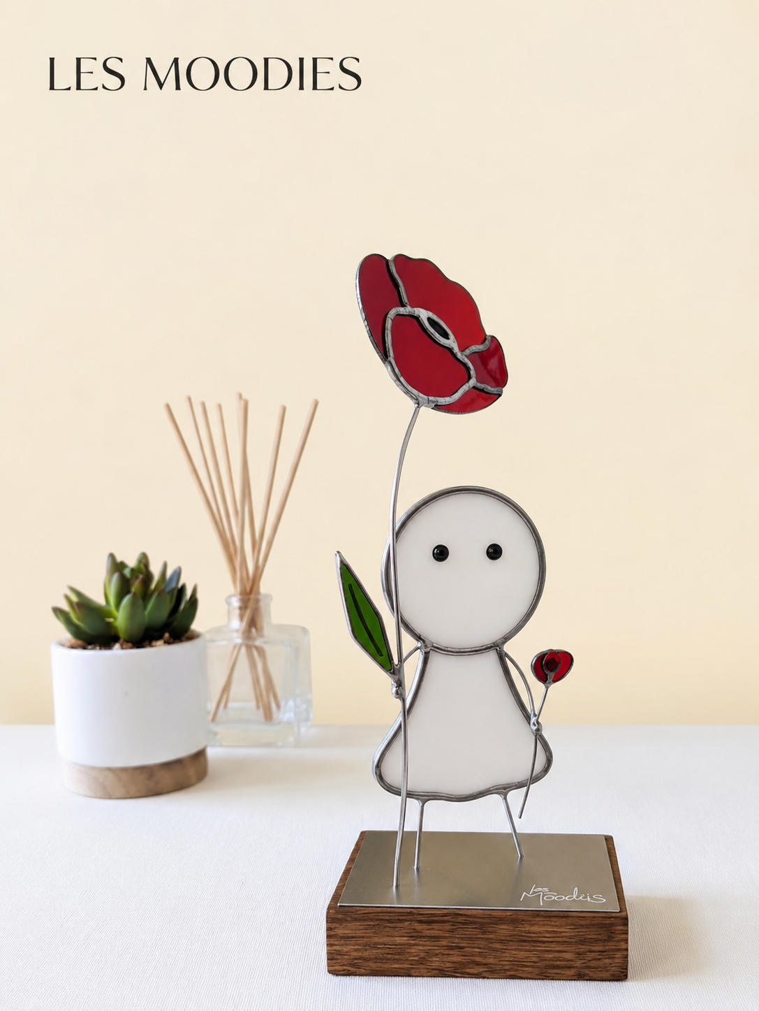 Zoé au Coquelicot – Création artisanale en vitrail Tiffany
