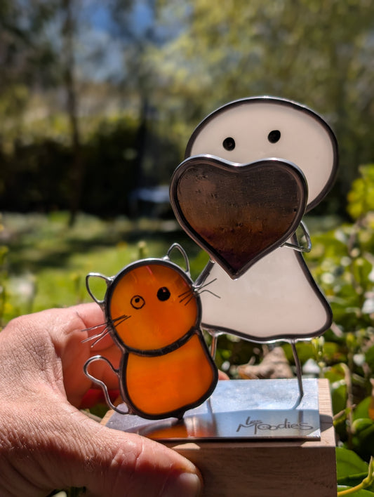 Moodies et son compagnon – Duo artisanal en vitrail Tiffany